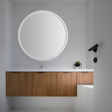 Dane 27 Round Frameless Anti-Fog Aluminum Front/Back-lit Tri-color LED Bathroom Vanity Mirror with Smart Touch Control - JONATHAN Y